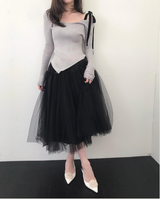 [ special ] aura black ribbon one - shoulder NT TOP