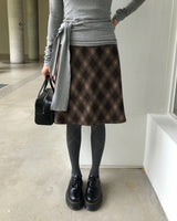 [ORIGINAL] Nouve Check Long Wool Skirt