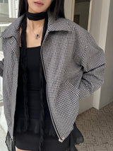 Lena Overfit Check Pattern Long Sleeve Blue Jacket (2 colors)