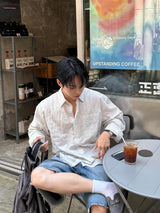 Lua cutting bermuda denim pants