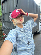 BiBi WASHING CHECKERED HALF-SHIRT