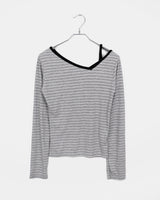 Two-Fit Stripe Unbalanced Strap Long-Sleeved T-Shirt