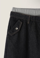 Layered banding denim pants