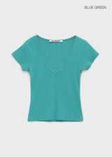[MADE] Dutsbi Deep V-Neck Short Sleeve Top