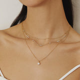 ミニディスクドロップストッキング 14k ゴールドメッキ + 925シルバーネックレス N063-02G