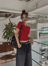 Sonya Whole Slit Layered Short Sleeve T-shirt
