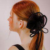 RIBBON TRIM SEE-THROUGH SCRUNCHIE (BLACK)