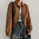 Suede st incision half cropped jumper jacket