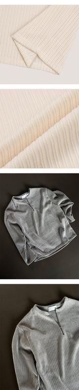[S/S] Velvet zipper henry neck knit(3color)