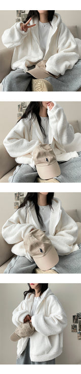 Mimoo soft wool hooded zip-up