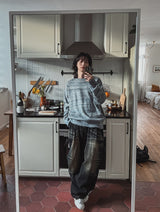 Lowkey Washing Quilting Balloon Denim Pants