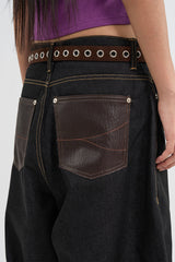 Patched Bermuda Roll-up Denim