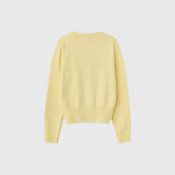 WOMAN ロゴ入りラウンドネック長袖カーディガン  [LEMON]