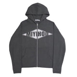 LOGO HOODIE KNIT ZIP-UP ( CHARCOAL )