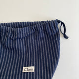 Clam string pouch _ Navy stripe