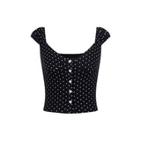 Adeline Polka Dot Button Top