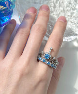 BLUE CUBIC CROWN RINGS