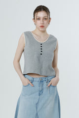 ワッフルスリーブレス_MELANGE GRAY