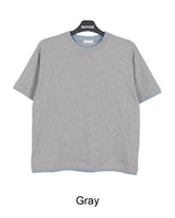 リアンカラーマッチングレイヤード半袖Tシャツ