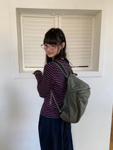 ディオイプリンティングストライプラウンド長袖Tシャツ