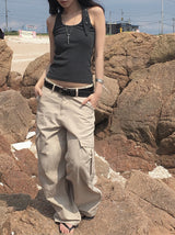 Haeran Two-Buckle Big Cargo Pocket Wide Pants