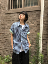 [unisex] Module Loose-Fit Check Short Sleeve Shirt
