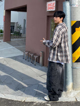 Washing diagonal balloon cargo denim pants 2C