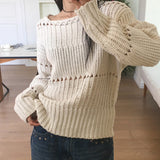 [MADE] Tens Crochet Mesh Oversized-Fit Boat Neck Knitwear
