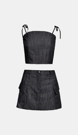 Brooklyn Denim Top & Skirt Set