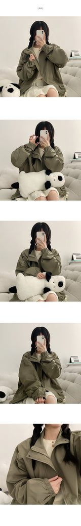 Poe High Neck String Overfit Windbreaker Jumper