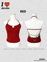 Back strap chain pad sleeveless t-shirt
