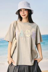 フローラルリラックスエンブロイダードTシャツ