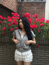 ドットポケットフーディーTシャツ (ジップアップ)