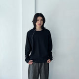 ハイストリートアシンメトリーカット長袖トップス