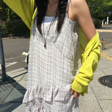 ソイフリルレースチェックビスチェスリーブレスドレス 1 カラー