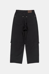 Middle low cut pin-tuck wide pants
