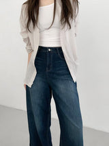 Summer Deep Blue Long Denim Pants