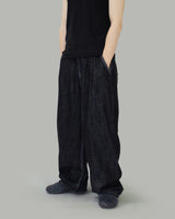 stainless steel linen wide denim jeans