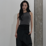 BACK OPEN BUTTON LAYERED TOP (CHARCOAL)