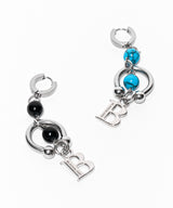 BBD ストーンボールBロゴピアス (Silver&Black)