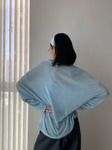 Two-wear loose long-sleeved off-shoulder T-shirt