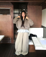 One-pin tuck strap balloon cotton pants