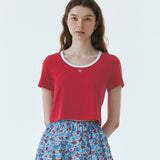 RVSリンガークロップTシャツ レッド