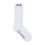USA BORDER SOCKS WHITE BLUE LOGO