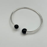 [925silver] Two ball onyx bangle