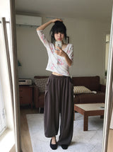 Heysha Flower Slit Punching Three Quarter T-Shirt