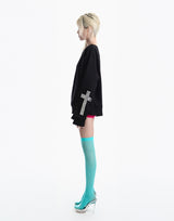 [2ND] CROSS SHOULDER SWEATSHIRT(BLACK)