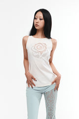 ROSE-SHAPED HEART SLEVELESS #IVORY
