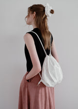 Flower Satin Backpack_White