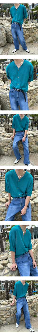 [S/S] Solid boucle v neck half cardigan (5color)